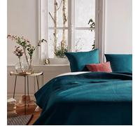 Dessus de Lit & 2 Taies ""Dolce"" 240x260cm Bleu Canard