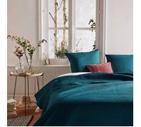Dessus de lit 2 taies ""Dolce"" bleu 260x240cm