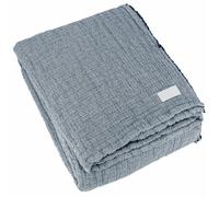 Dessus de lit 230x250 cm en coton lavé SEVILLE bleu abysse