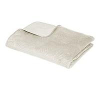 Dessus De Lit En Velours 240x260 Feuilles Beige Atmosphera