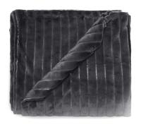 Dessus de lit 260x230 cm HERMINE fausse fourrure gris Ardoise