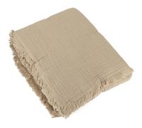Dessus de lit 270x250 cm BREHAT 100% gaze de coton marron galet