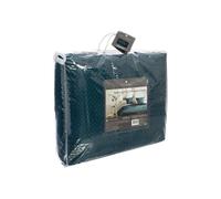 - Dessus de lit avec 2 taies d'oreillers tressés en polyester - Bleu canard