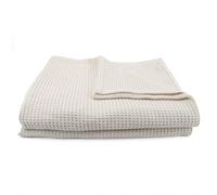 Dessus de lit coton mélangé 180x250 cm YVOIRE nid d'abeille naturel
