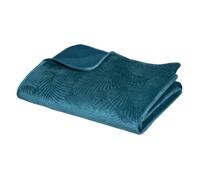 Atmosphera – Dessus de lit Delia Feuille en velours – Bleu canard 240x260 cm