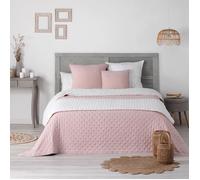 Douceur d'Intérieur - Dessus de lit matelassé Mellow - 80 x 180 cm microfibre bicolore Rose/Blanc