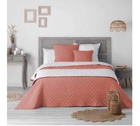 Couvre-lit microfibre matelassé Mellow chic terracotta et blanc 80x180 cm Orange G