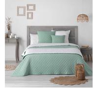 Dessus de Lit Matelassé - Paris Prix - Mellow - 80x180cm - Menthe & Blanc - Lavable en machine