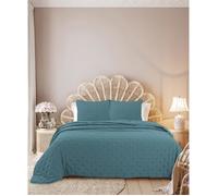 Dessus de lit Sixtine Bleu - 240x260cm - Boutis uni 2 Places - Couvre lit matelassé - Autrefois