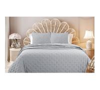 Dessus de lit Sixtine Gris Clair - 240x260cm - Boutis uni 2 Places - Couvre lit matelassé - Autrefois