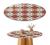 Dessus de Meuble 70 cm | Rond | Décoré | Épaisseur 4 mm | Motif élégant | Verre Trempé | Patins Antidérapants Inclus | pour Salon | Bords Polis | Multi-usages
