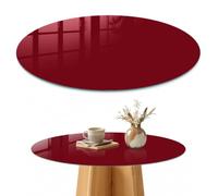Dessus de Meuble 80 cm | Rond | Décoré | Épaisseur 4 mm | Bordeaux vif | Bords Polis | Patins Antidérapants Inclus | Multi-usages | pour Salon | Verre Trempé