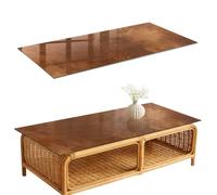 Dessus de Table 125x50 cm | Rectangulaire | Décoré | Bords Polis | charme terrien | Patins Antidérapants Inclus | Multi-usages | Verre Trempé | Décoration pour Cuisine et Salon