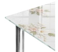 Dessus de Table 140x70 cm | Imprimé Décoratif | Résistant aux Rayures | fleurs pastel | pour Table à Manger, Table Basse et Bureau | Bords Polis | Verre Trempé | Plusieurs Tailles