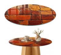 Dessus de Table 50 cm | Rond | Décoré | Épaisseur 4 mm | Mosaïque de pierre | Patins Antidérapants Inclus | Verre Trempé | Multi-usages | pour Salon | Bords Polis