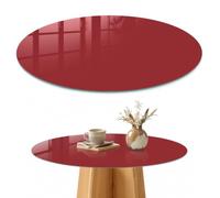 Dessus de Table 70 cm | Rond | Décoré | Épaisseur 4 mm | couleur bordeaux | pour Salon | Multi-usages | Patins Antidérapants Inclus | Bords Polis | Verre Trempé