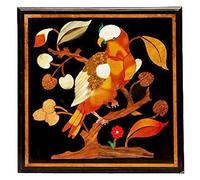 Dessus de table d'appoint de canapé incrusté de pierres précieuses pour décoration de maison et d'hôtel 40,6 x 40,6 cm en marbre noir