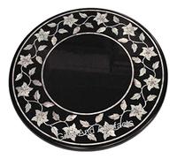 Dessus de table d'appoint en nacre I Dessus de table basse en marbre noir I Dessus de table d'appoint de lit en pierres précieuses brillantes I Dessus de table d'angle Art floral pour couloir 45,7 x