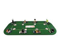 Dessus de table de poker pliable rectangulaire en feutre vert avec plateau à jetons et porte-gobelets, tapis de poker professionnel Texas Hold'em avec sac de transport pour jeux de cartes de casino