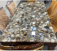 Dessus de table en agate élégante pour décoration latérale d'angle | Table basse en agate claire de 53,3 x 53,3 cm | Dalle de comptoir de luxe de Modern Art and Crafts