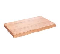 Dessus De Table en Chêne Massif 80x50x2-6 cm Marron Moyen | Bois de chêne massif, surface vernie, bord vif, fabrication à la main, usage maison ou commercial, bases variées
