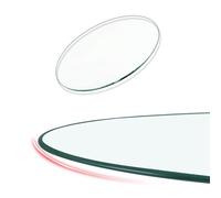 Dessus de table en verre trempé - 81,3 cm rond résistant aux rayures, bords polis au crayon, remplacement de sécurité pour salle à manger, café, terrasse