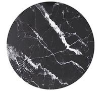 Dessus de table noir Ø60x0,8cm verre trempé avec design marbre