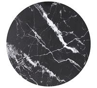 Dessus de table noir Ø70x0,8cm verre trempé avec design marbre