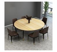 Dessus de table pliable rond de 150 cm - Design en bois beige à moitié plié pour un rangement facile, idéal pour la cuisine et la terrasse, la salle à manger, quincaillerie en métal de 61 à 180 cm de