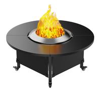 Dessus de table pour poêle solo, table ronde pliable avec roues pour plus de sécurité et un nettoyage facile, 106,7 cm en acier avec revêtement en poudre, accessoires pour poêle solo