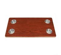 Dessus de table rectangulaire robuste en bois avec 4 porte-gobelets en acier inoxydable pour camping-car, bateau pour transport en commun, 800 × 400 × 20 mm L-161