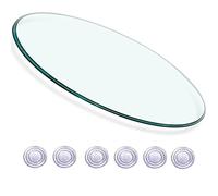 Dessus de table rond en verre trempé - Ø 50,8 à 81,3 cm, plaque transparente de 1,3 cm d'épaisseur, tapis antidérapant, idéal pour les tables basses, installation facile, finition de surface exquise