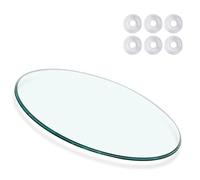 Dessus de table rond en verre trempé de 38,1 cm renforcé à la chaleur transparent avec finition polie plate