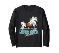 Destin Beach Florida Vintage Coucher de Soleil Palmier Vacances rétro Manche Longue