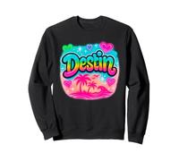 Destin Plage Coucher de Soleil Palmiers Rétro Océan Sweatshirt