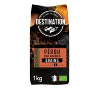 DESTINATION - Café Grains Bio 1kg - Équitable - 100% Arabica - Pérou | Emballage variable. 100% arabica Pérou. Intensité 7/10. Label Equitable.Torréfaction Artisanale - Fabriqué en France