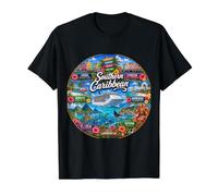 Destination de croisière dans Les Caraïbes du Sud T-Shirt Graphique avec Valeur, Homme, Noir, S