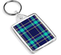 Destination Vinyl bleu Porte-clefs Tartan Ecosse clan écossais Keyring Highland Impressionnant papa cadeau # 16029