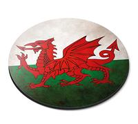 Destination Vinyl Ltd #56016 Tapis de souris rond en caoutchouc souple Motif dragon du Pays de Galles vieilli 5 mm