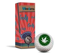 Destination Vinyl Ltd Lot de 3 balles de golf dans la boîte - Cannabis Weed Marijuana Timbre blague drôle golfeur fan club sport mariage papa mari ami homme garçon ballon cadeau #5697