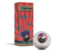 Destination Vinyl Ltd Lot de 3 balles de golf dans la boîte - Drapeau américain chauve USA aigle blague drôle golf fan club sport mariage papa mari ami homme garçon balle cadeau #4389