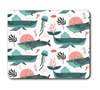 Destination Vinyl Ltd Souris Confortable Tapis - Jolis créatures Baleine mer Méduse 23,5 x 19,6 cm (9,3 x 7,7 Pouces) pour Ordinateur et Portable, Bureau, Cadeaux, Base antidérapante - RM24563