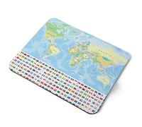 Destination Vinyl Ltd Tapis de souris en caoutchouc souple avec motif carte de l'Atlas du monde 5 mm - Accessoire de bureau imprimé fantaisie #52722