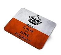 Destination Vinyl Ltd Tapis de souris rectangulaire flexible en caoutchouc de 5 mm avec inscription « Keep Calm and Love Polska Pologne »