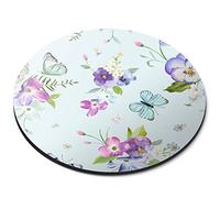 Destination Vinyl Ltd Tapis de souris rond en caoutchouc avec motif floral et papillon vintage - 5 mm - Accessoire de bureau imprimé fantaisie - 14320