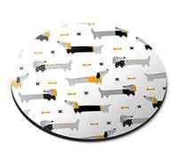Destination Vinyl Ltd Tapis de souris rond flexible en caoutchouc avec motif teckel saucisse 5 mm 21806