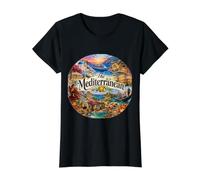 Destinations de croisière en Méditerranée, Palerme, La Valette, Europe T-Shirt Graphique avec Valeur, Femme, Noir, L