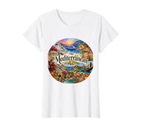 Destinations de croisière en Méditerranée, Palerme, La Valette, Europe T-Shirt Graphique avec Valeur, Femme, Blanc, XL