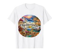 Destinations de croisière en Méditerranée, Palerme, La Valette, Europe T-Shirt Graphique avec Valeur, Homme, Blanc, XL