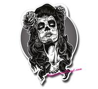 Destinationvinyl 0110 Autocollant avec motif de femme avec crâne peint sur le visage, finition brillant, lot de 2 7,2 cm ancho x 10 cm alto como se muestra